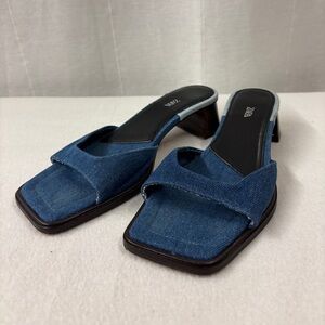 Zara Denim kitten heel sandals